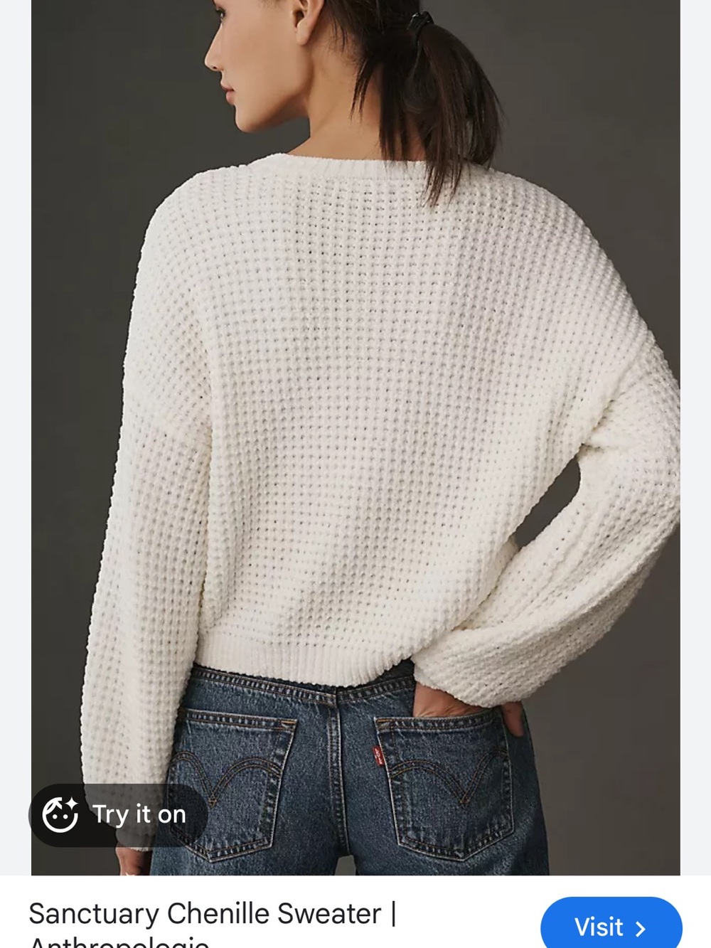 Sanctuary White Chenille Crewneck Sweater